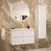 Ensemble meuble simple vasque encastrée 80cm et colonne Izae Blanc