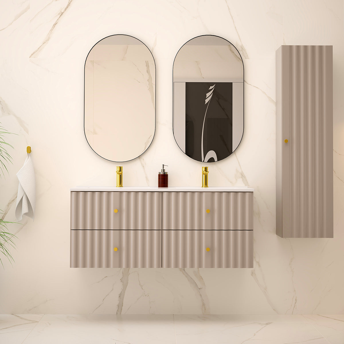 Meuble double vasque encastrée 120cm Izae Cachemire - vue 5