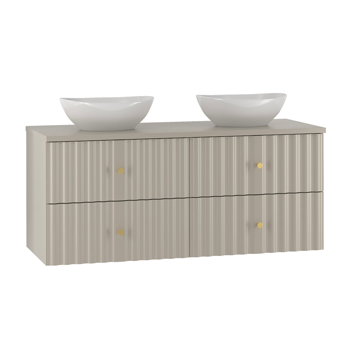 Ensemble meuble double vasque 120cm et colonne Izae Cachemire - vue 3