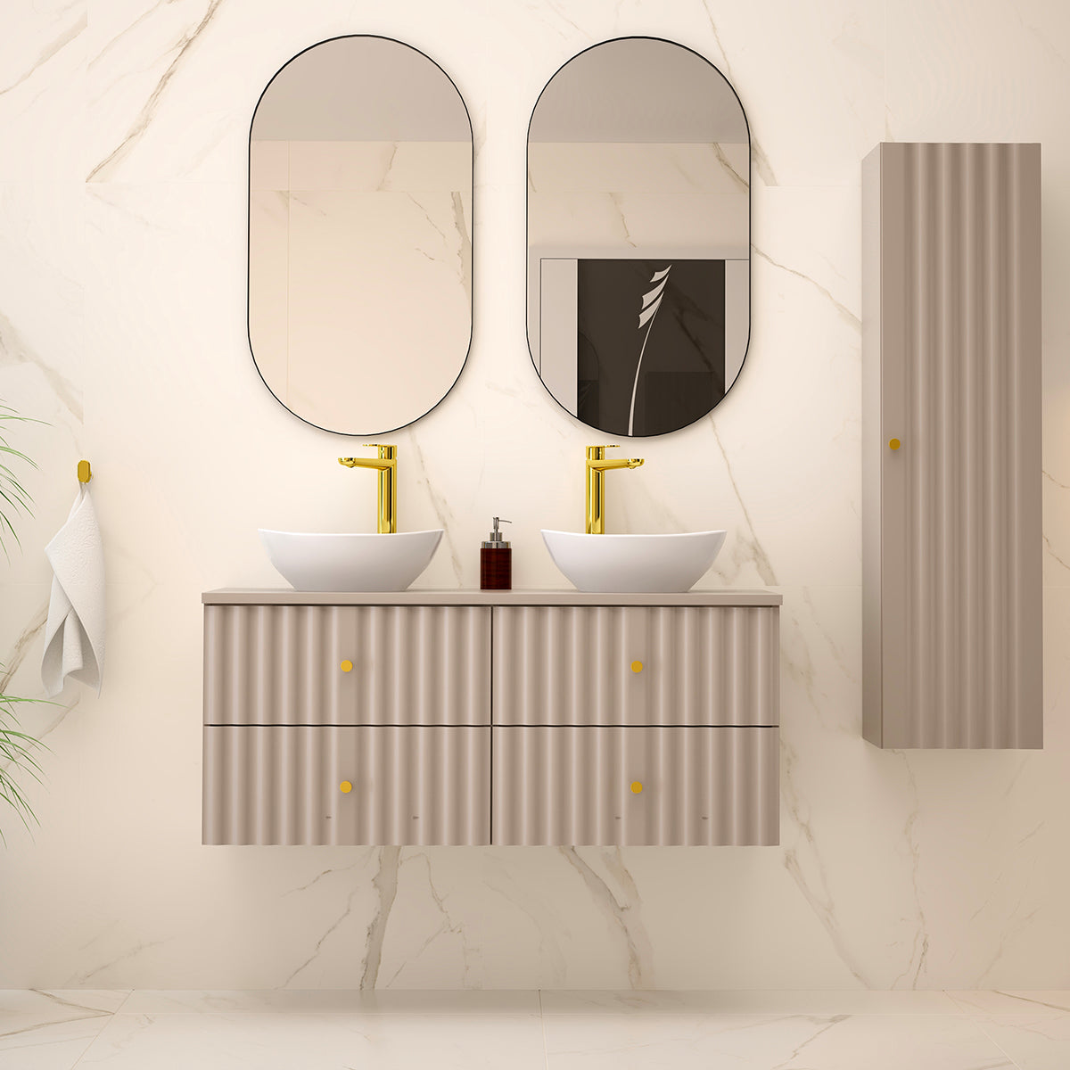 Meuble sous-vasque 120cm plan de toilette Izae Cachemire - vue 6