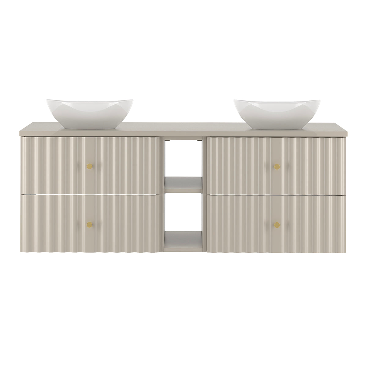 Meuble double vasque 140cm 2 niches Izae Cachemire - vue 2