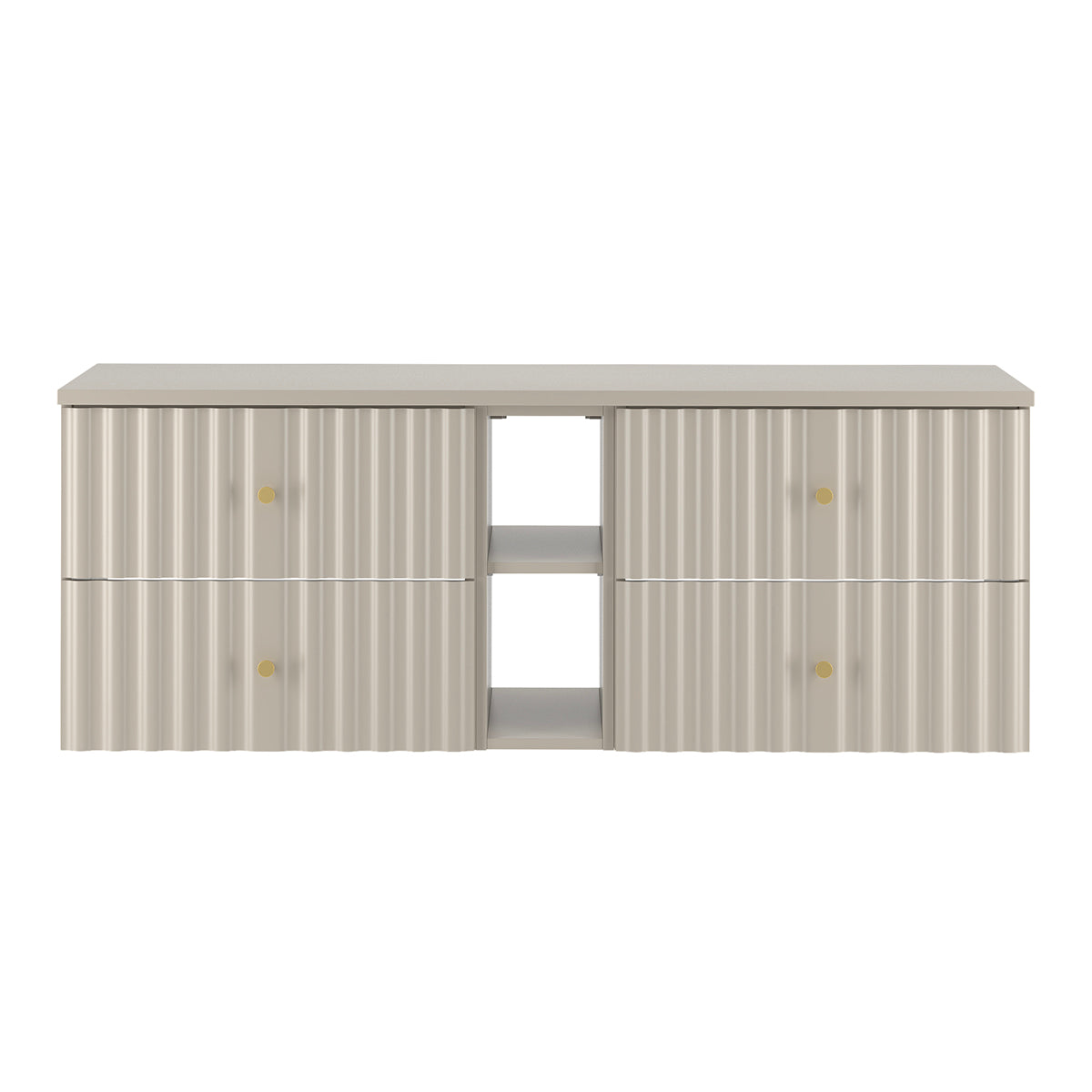 Meuble sous-vasque 140cm 2 niches plan de toilette Izae Cachemire - vue 2