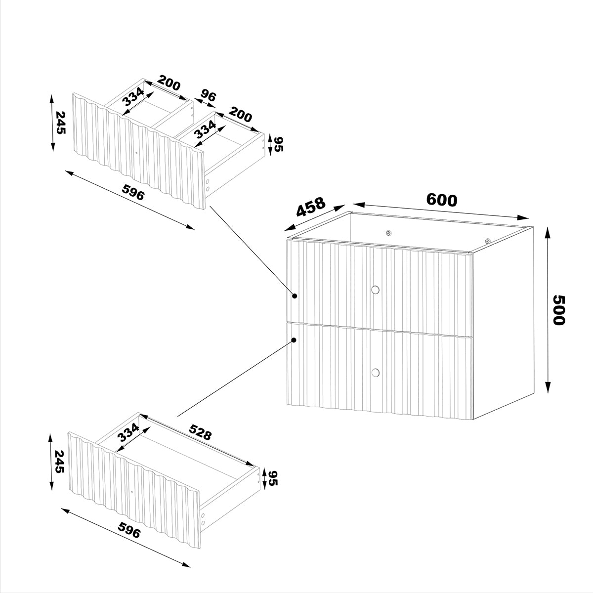 Meuble sous-vasque 80cm 2 niches plan de toilette Izae Cachemire - vue 6
