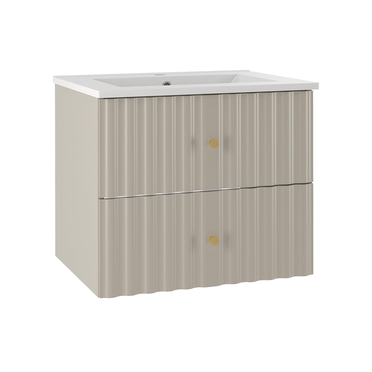 Ensemble meuble simple vasque encastrée 60cm et colonne Izae Cachemire - vue 3