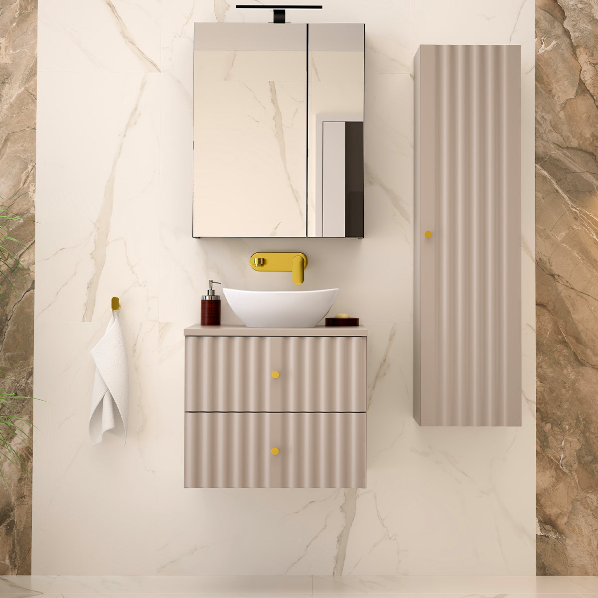 Meuble sous-vasque 60cm plan de toilette Izae Cachemire - vue 6