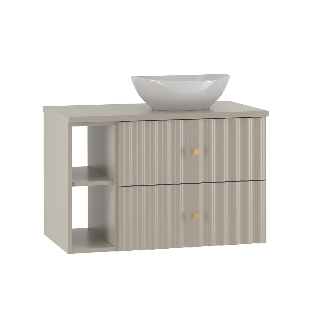 Ensemble meuble simple vasque 80cm 2 niches et colonne Izae Cachemire - vue 3
