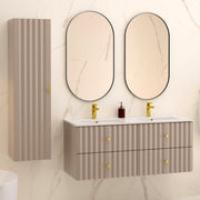 Ensemble meuble double vasque encastrée 120cm et colonne Izae Cachemire
