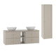 Ensemble meuble double vasque 140cm 2 niches et colonne Izae Cachemire