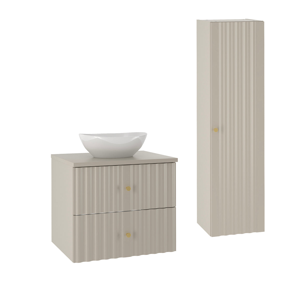 Ensemble meuble simple vasque 60cm et colonne Izae Cachemire - vue 2