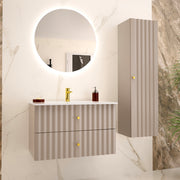 Ensemble meuble simple vasque encastrée 80cm et colonne Izae Cachemire