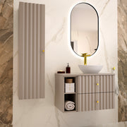 Ensemble meuble simple vasque 80cm 2 niches et colonne Izae Cachemire