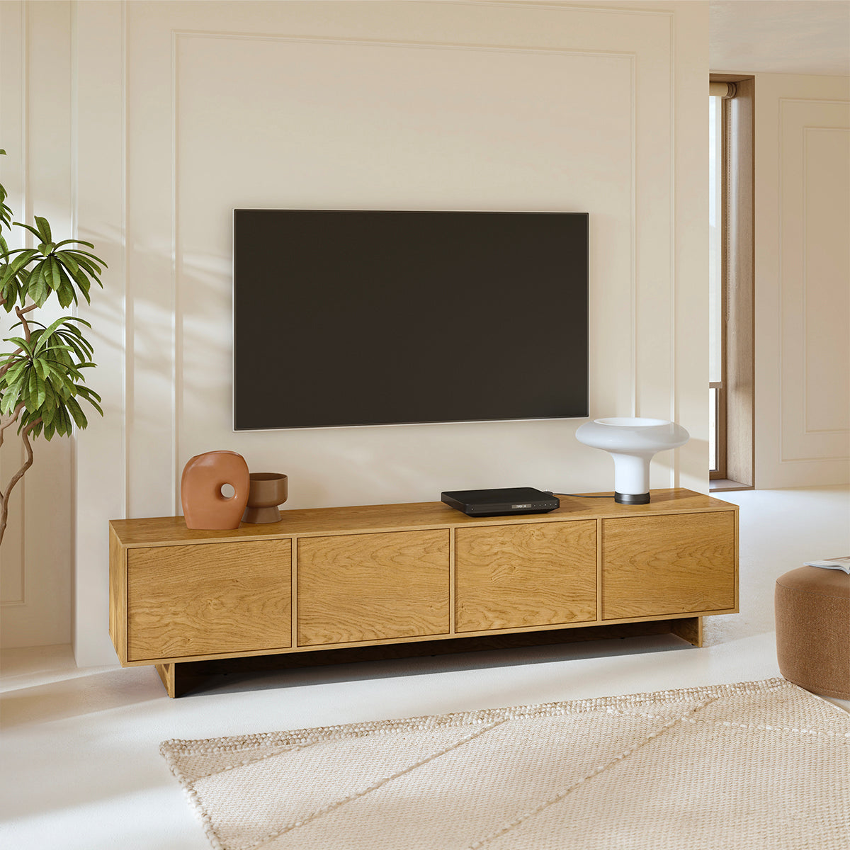 Meuble TV 4 portes 221 cm Tadao Bois - vue 2
