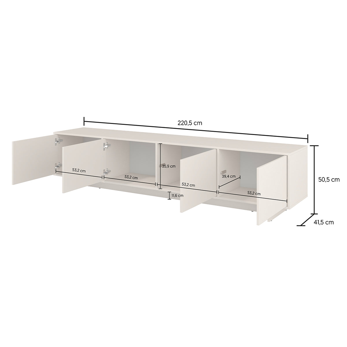 Meuble TV 4 portes 221 cm Tadao Cachemire - vue 9