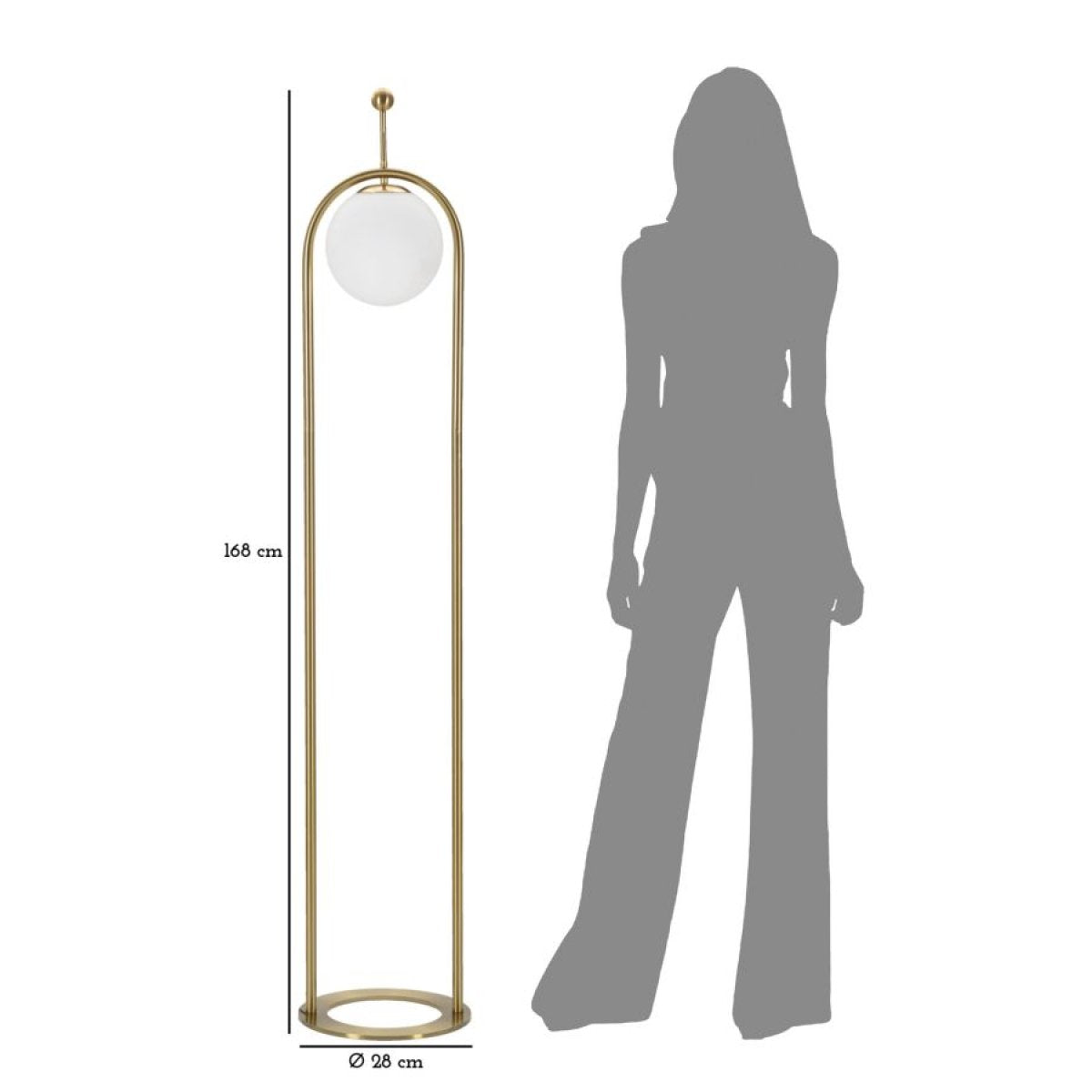 Lampadaire 1 globe en verre 168 cm Azélie Doré - vue 6