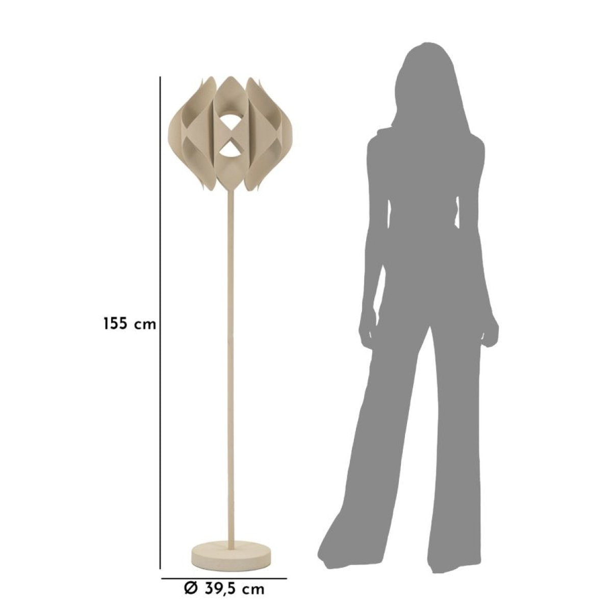 Lampadaire abat-jour organique en métal 155 cm Galia Crème - vue 7