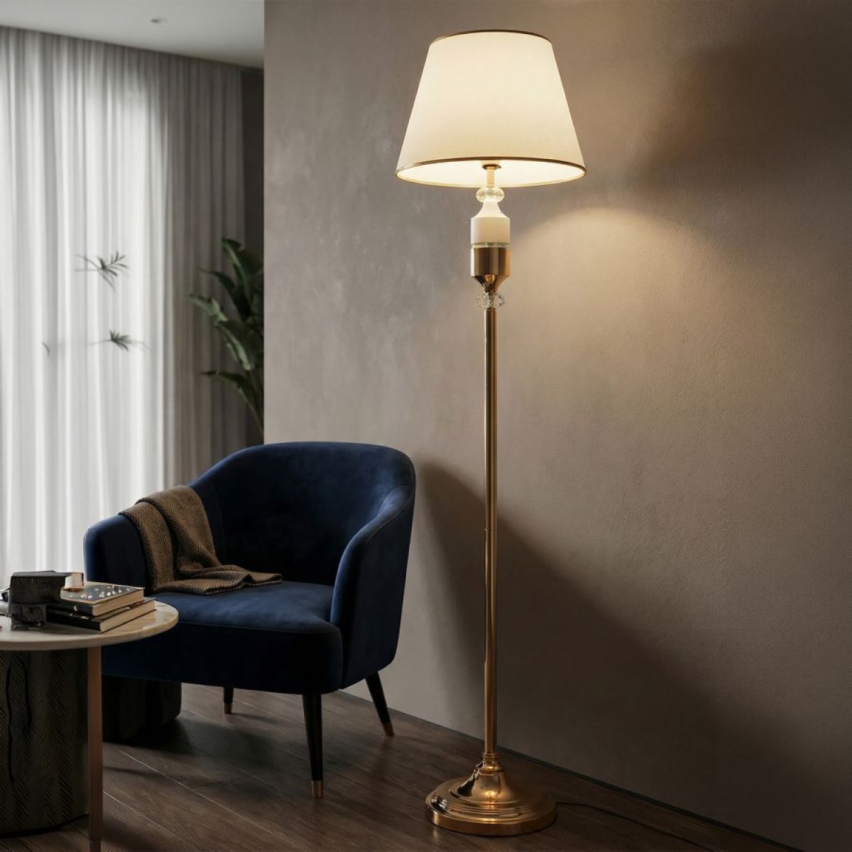 Lampadaire avec abat-jour 160 cm Imaé Doré