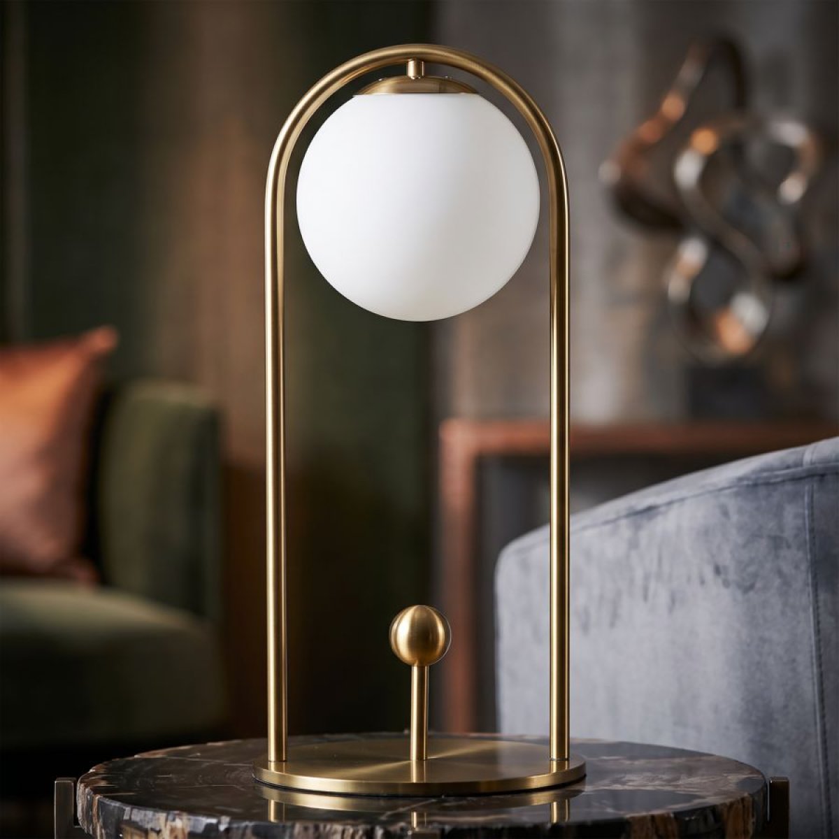 Lampe à poser 1 globe en verre 47 cm Azélie Doré