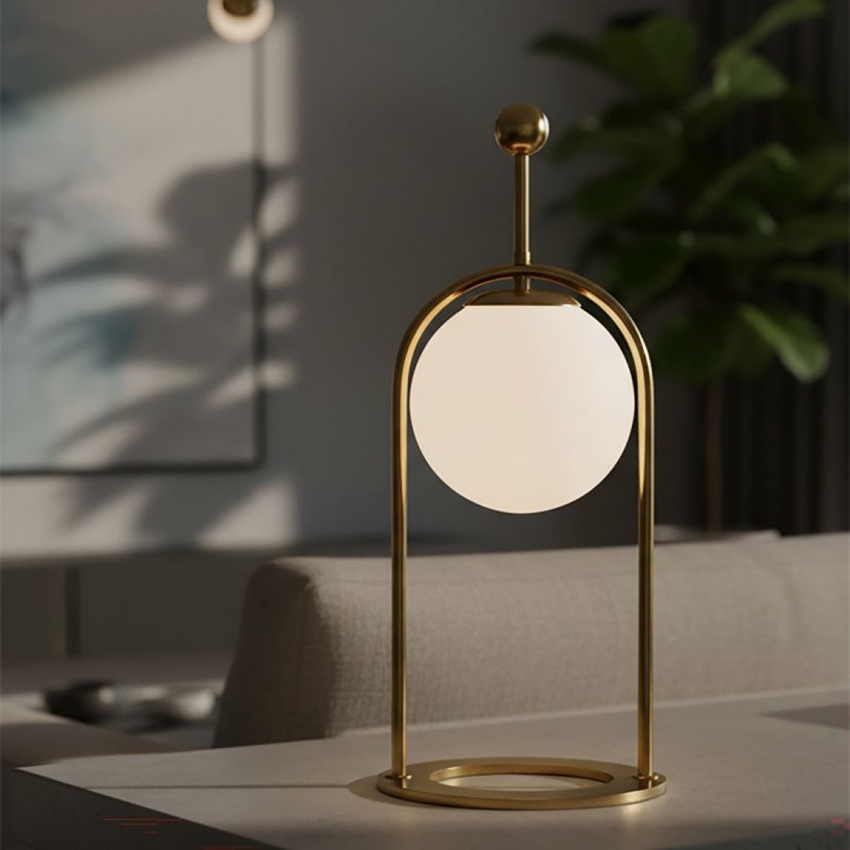 Lampe à poser 1 globe en verre 50 cm Azélie Doré