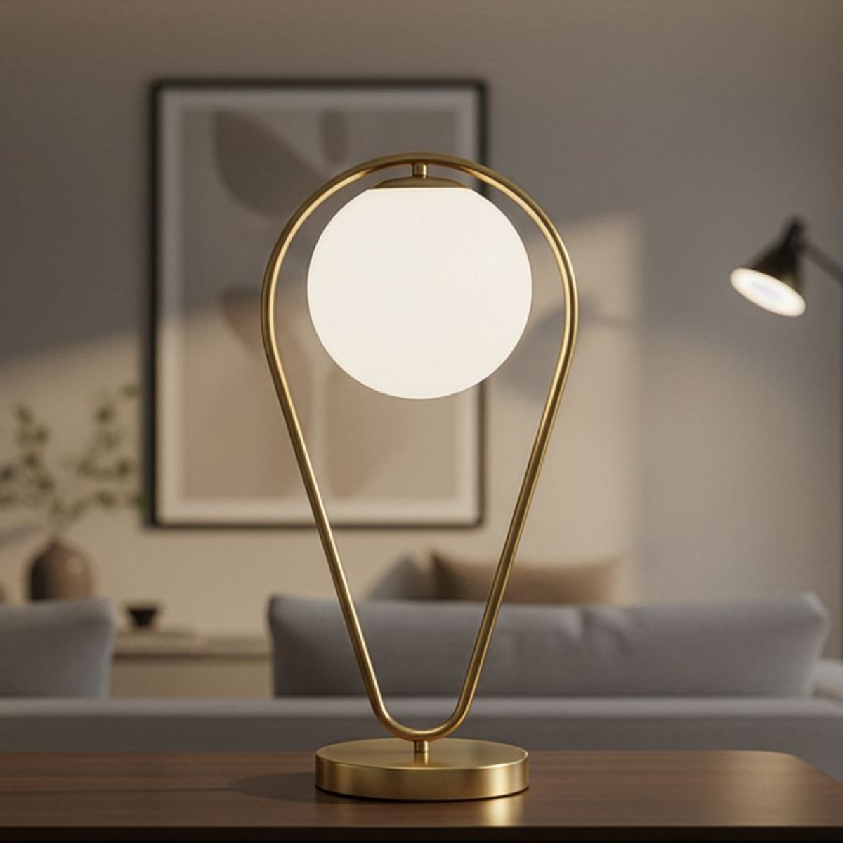 Lampe à poser 1 globe verre 50 cm Azélie Doré