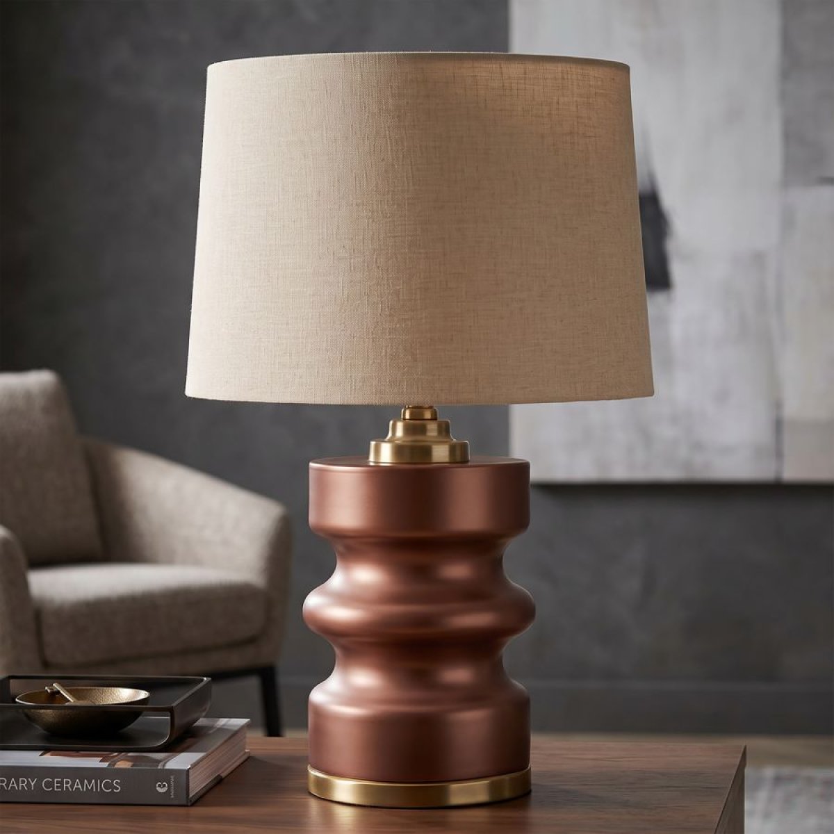 Lampe à poser avec abat-jour 56 cm Aliya Marron