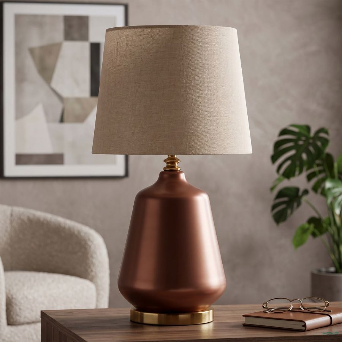 Lampe à poser avec abat-jour 65 cm Aliya Marron