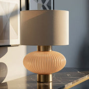 Lampe à poser en verre avec abat-jour 49 cm Lyssana Orange