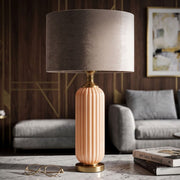Lampe à poser en verre avec abat-jour 64 cm Lyssana Orange