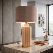 Lampe à poser en verre avec abat-jour 69 cm Lyssana Orange