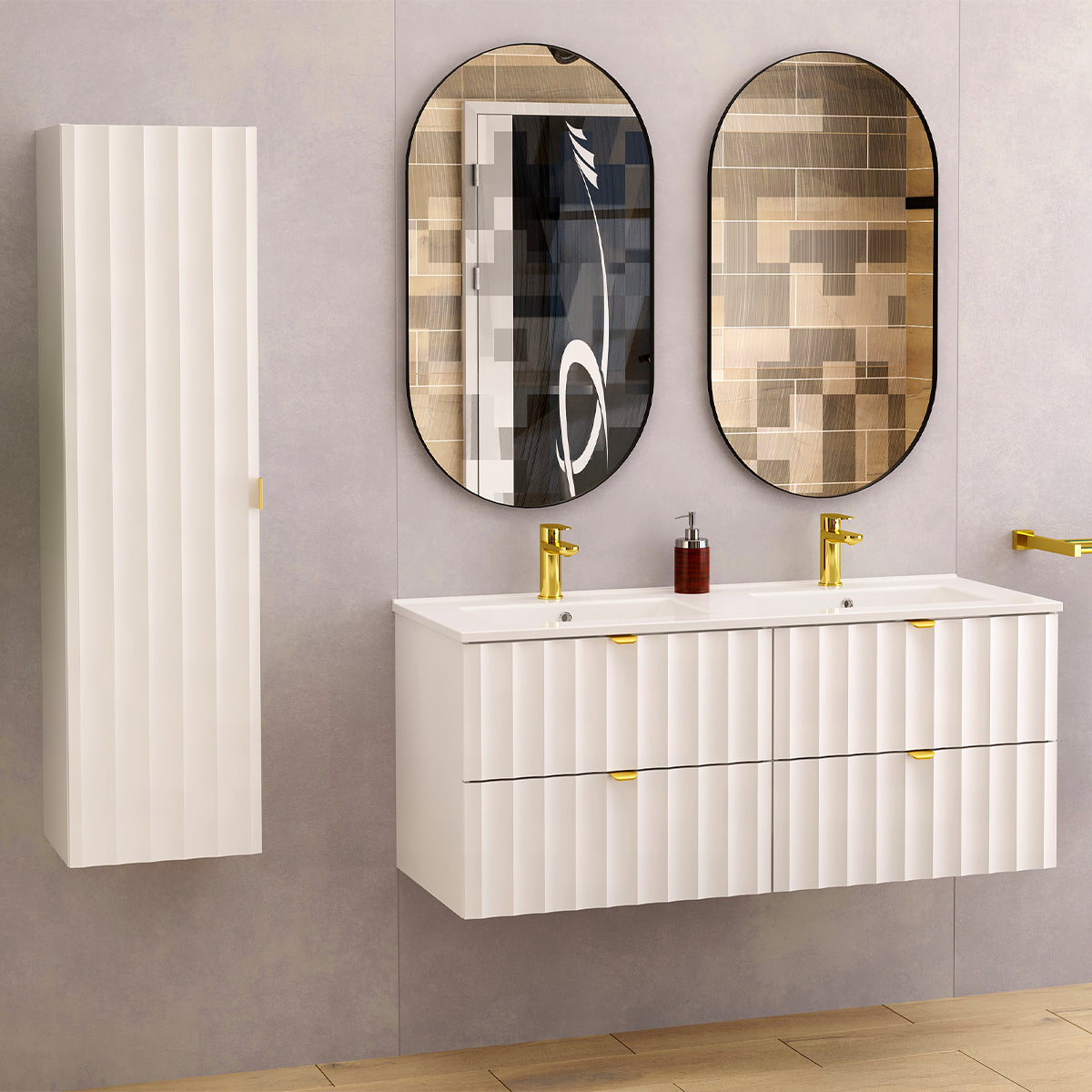 Meuble double vasque encastrée 120cm Lexa Blanc - vue 5