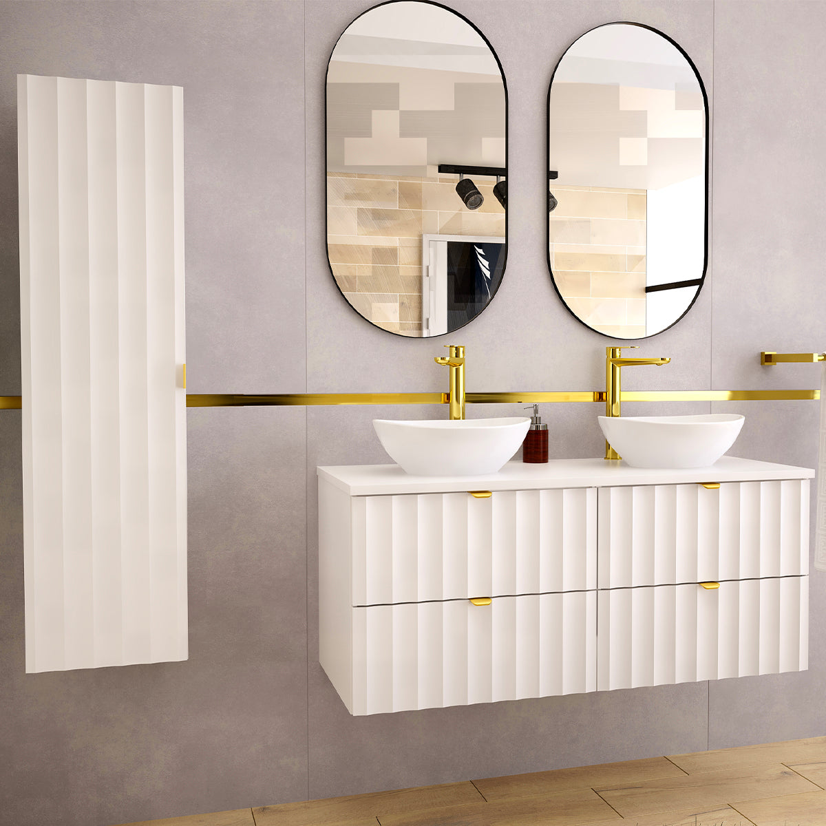 Meuble sous-vasque 120cm plan de toilette Lexa Blanc - vue 4