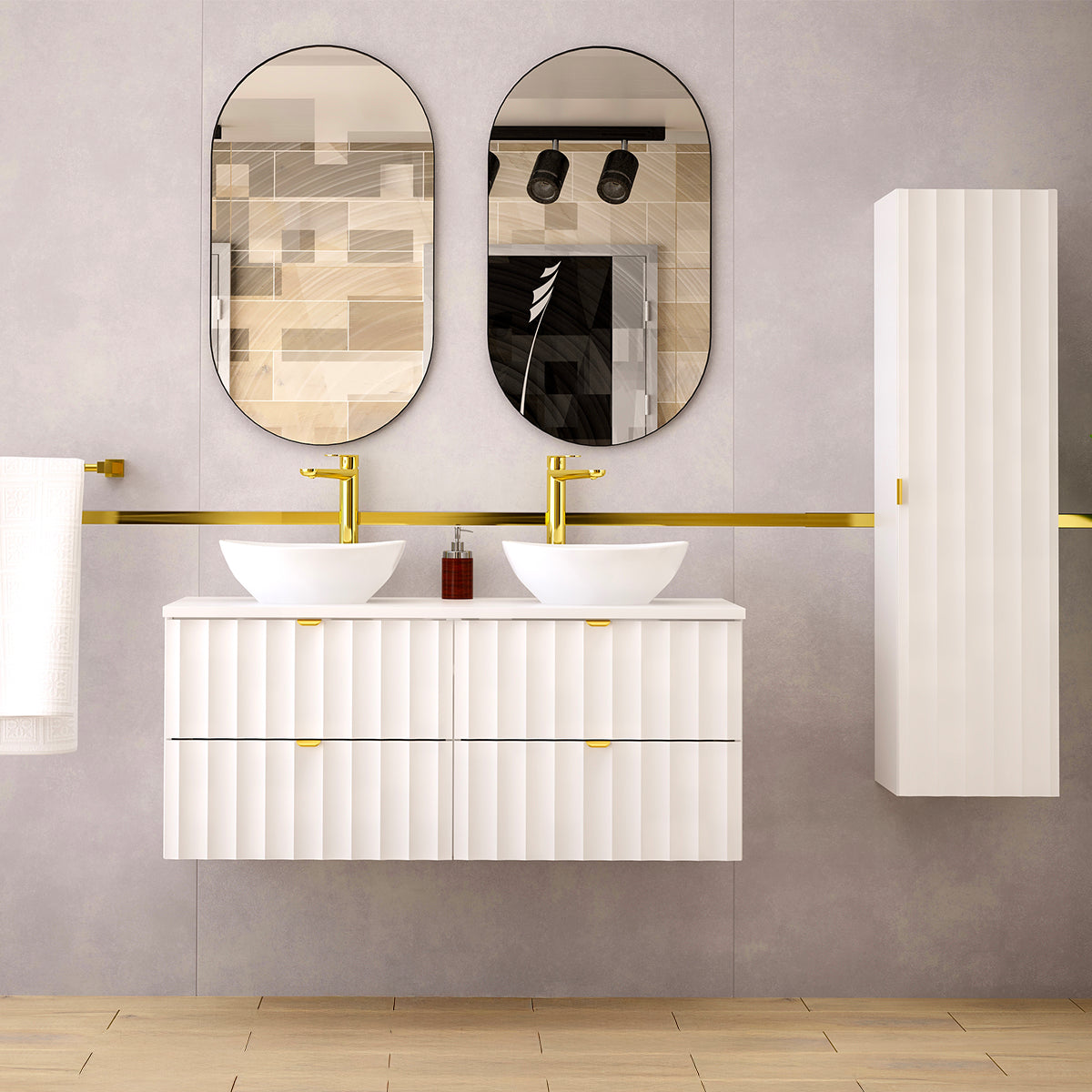 Meuble sous-vasque 120cm plan de toilette Lexa Blanc - vue 5