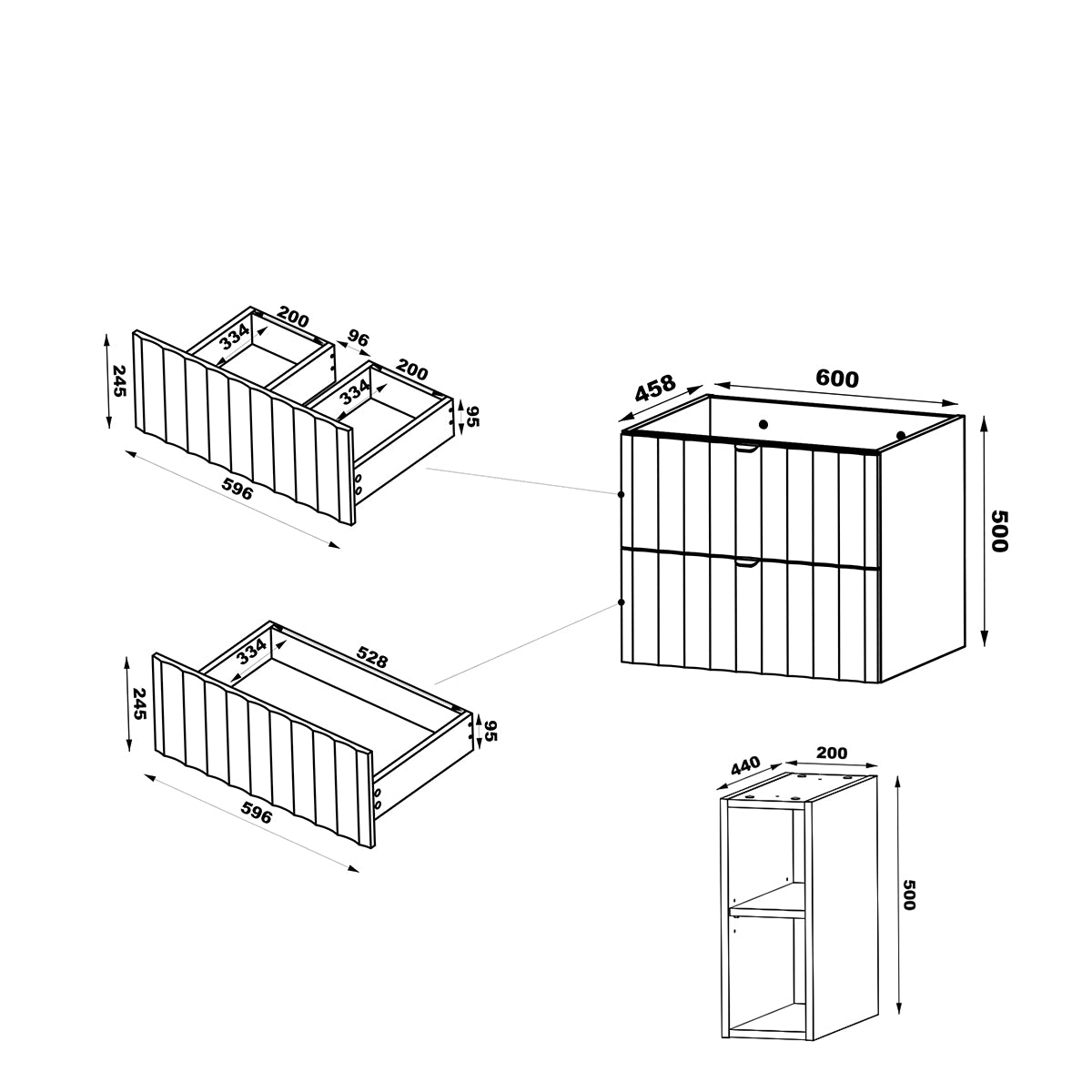 Meuble sous-vasque 140cm 2 niches plan de toilette Lexa Blanc - vue 7