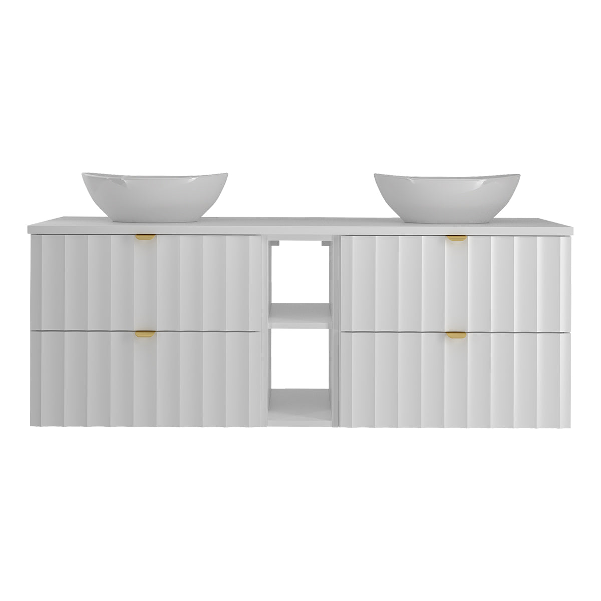 Meuble double vasque 140cm 2 niches Lexa Blanc - vue 3