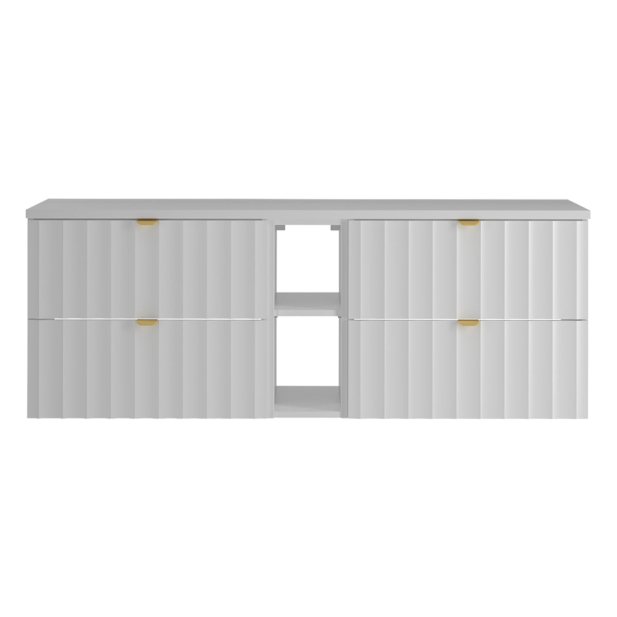 Meuble sous-vasque 140cm 2 niches plan de toilette Lexa Blanc - vue 3
