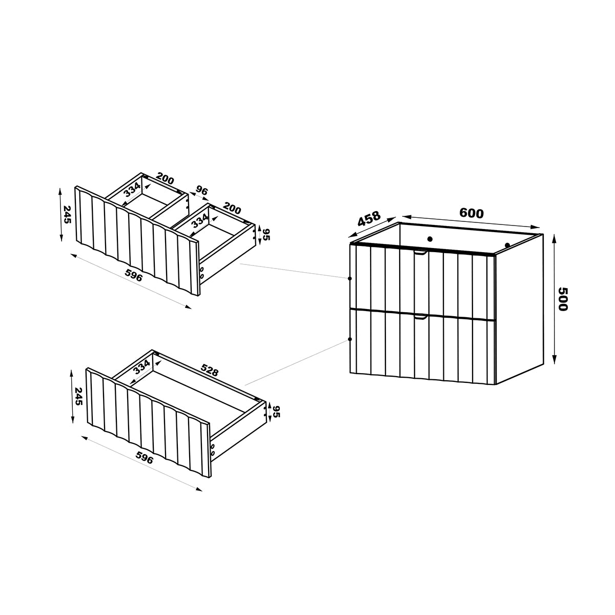 Ensemble meuble simple vasque encastrée 60cm et colonne Lexa Blanc - vue 9