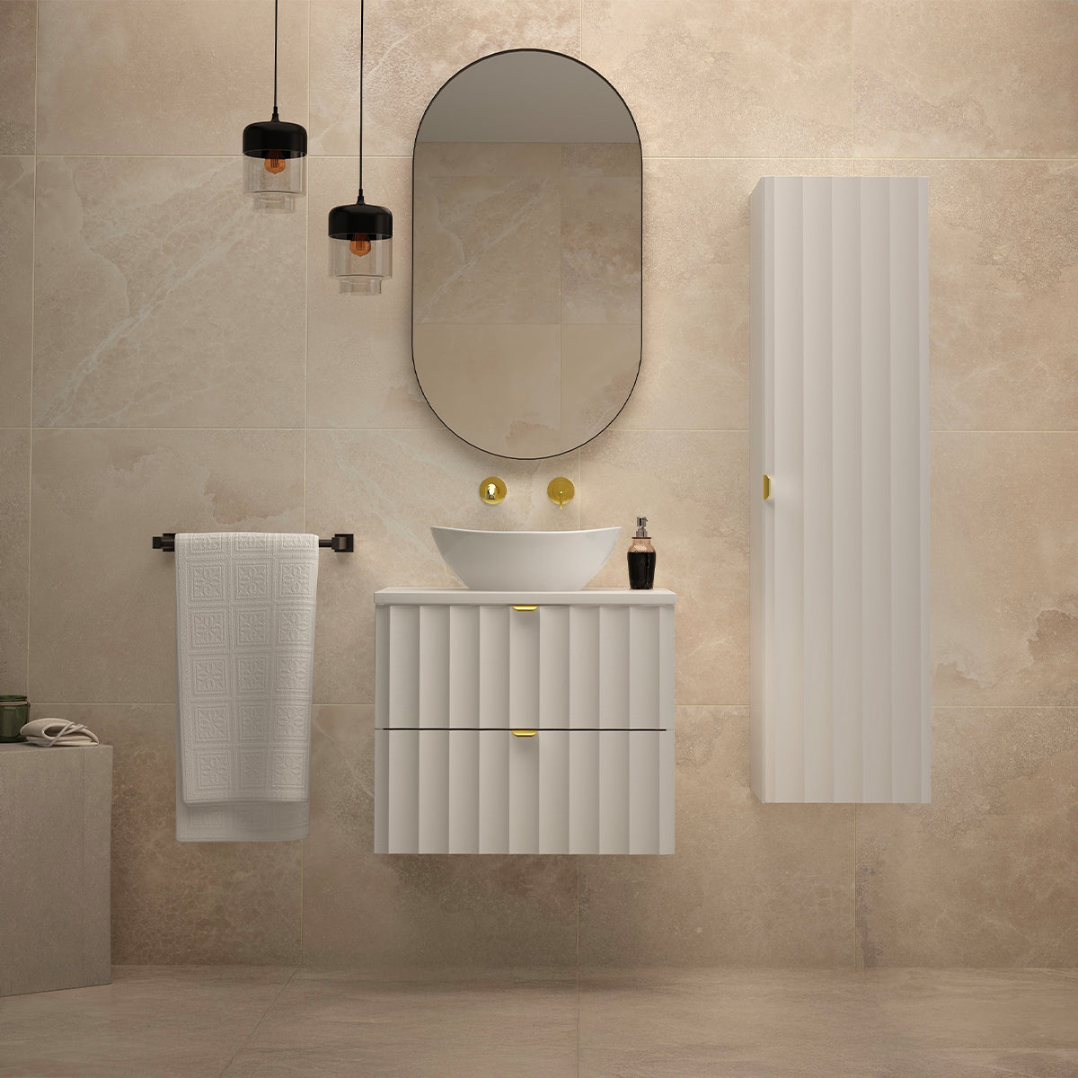 Meuble sous-vasque 60cm plan de toilette Lexa Blanc - vue 5