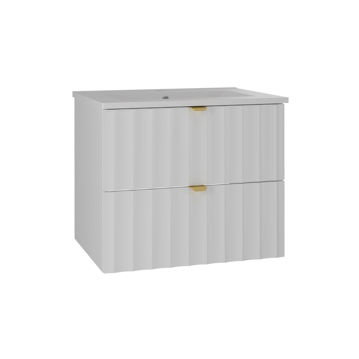 Ensemble meuble simple vasque encastrée 60cm et colonne Lexa Blanc - vue 6