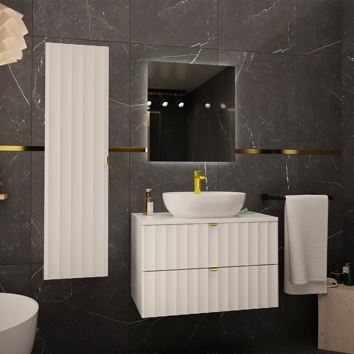 Meuble simple vasque 80cm Lexa Blanc - vue 4