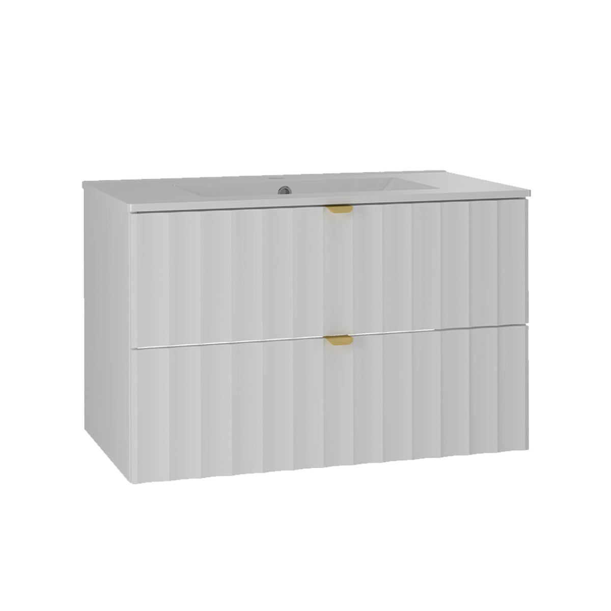 Meuble simple vasque encastrée 80cm Lexa Blanc