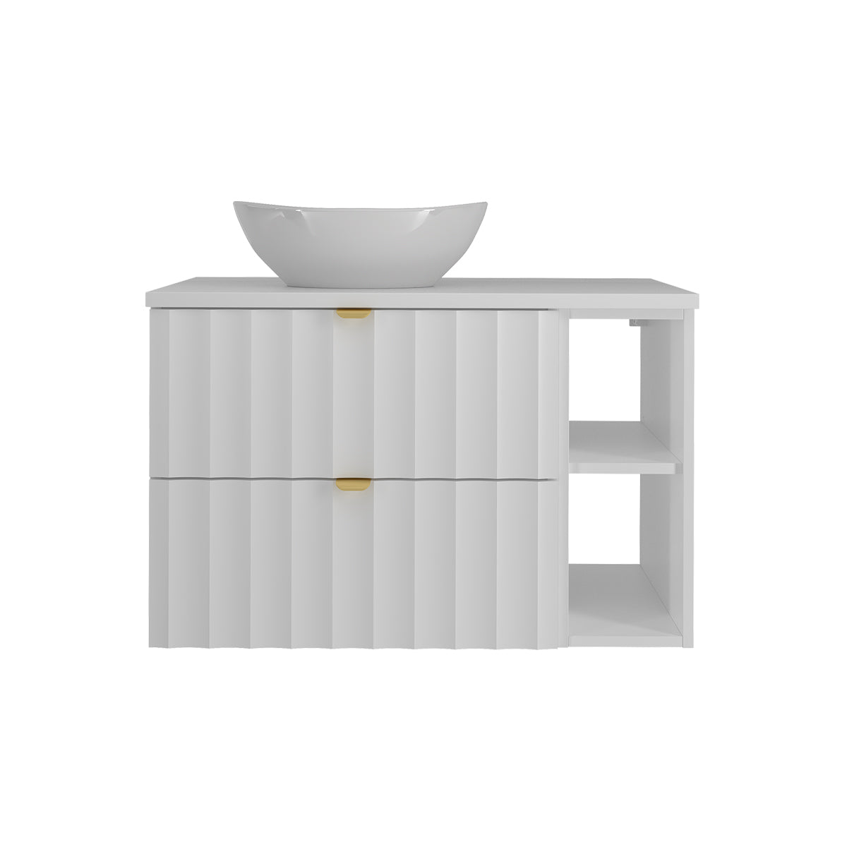 Meuble simple vasque 80cm 2 niches Lexa Blanc - vue 3