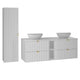 Ensemble meuble double vasque 140cm 2 niches et colonne Lexa Blanc