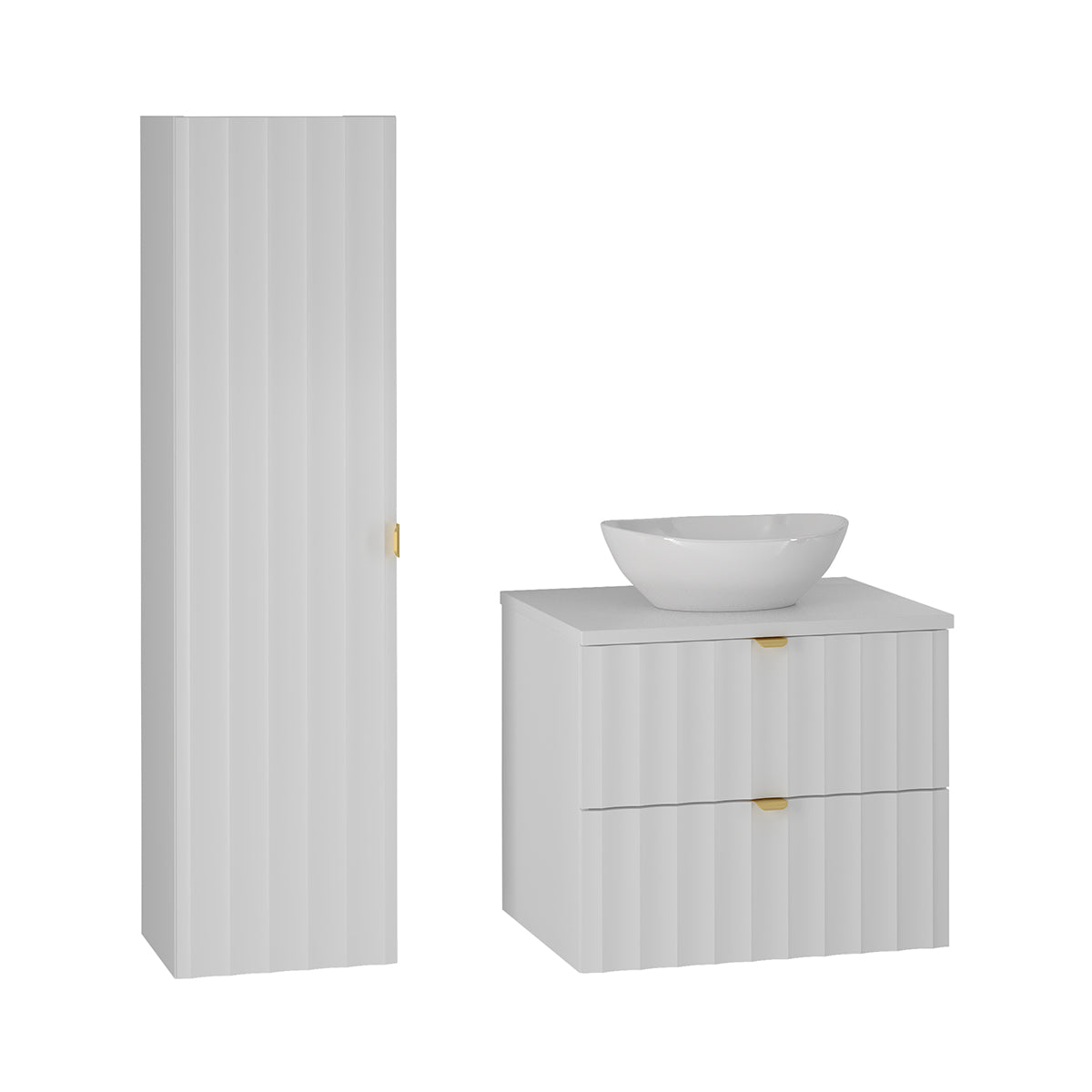 Ensemble meuble simple vasque 60cm et colonne Lexa Blanc - vue 2