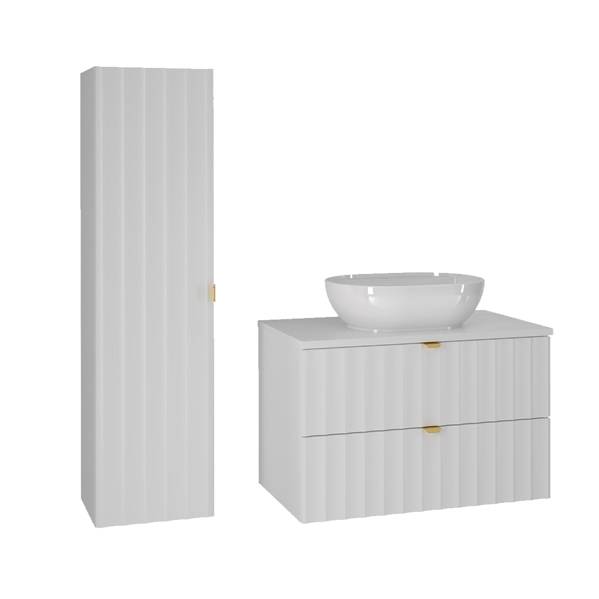 Ensemble meuble simple vasque 80cm et colonne Lexa Blanc - vue 2