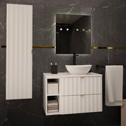 Ensemble meuble simple vasque 80cm 2 niches et colonne Lexa Blanc