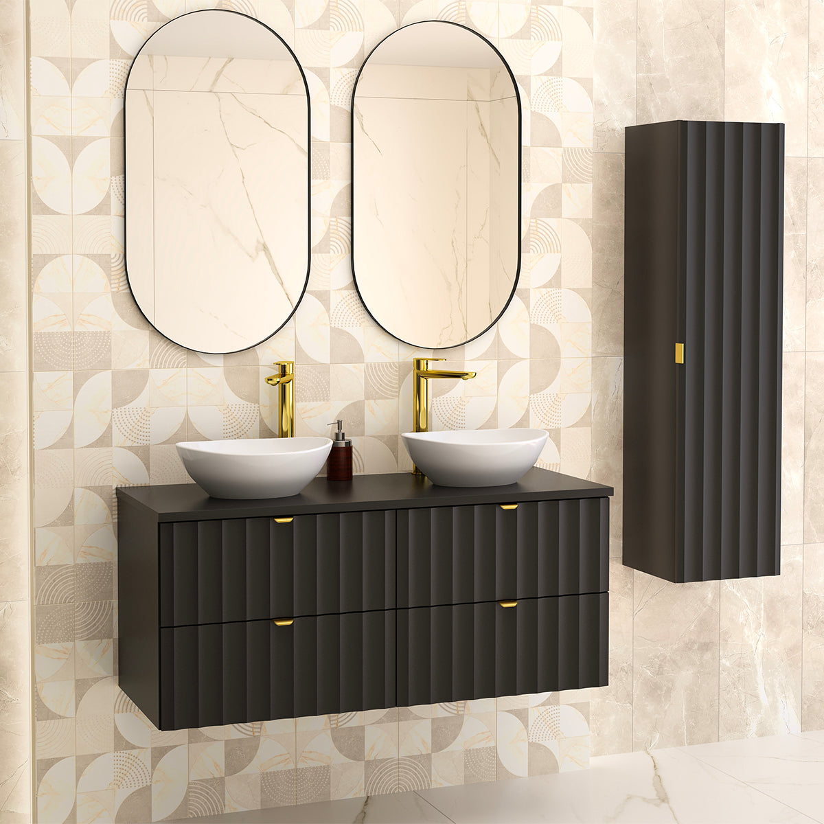 Meuble double vasque 120cm Lexa Noir - vue 5