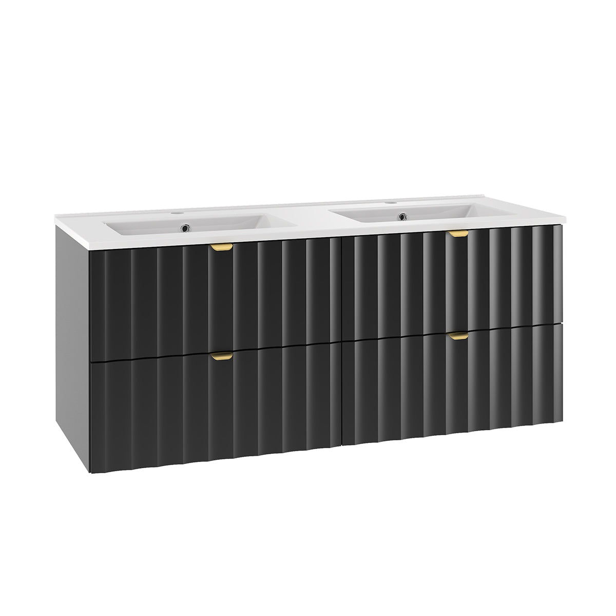 Ensemble meuble double vasque 120cm et colonne Lexa Noir - vue 6