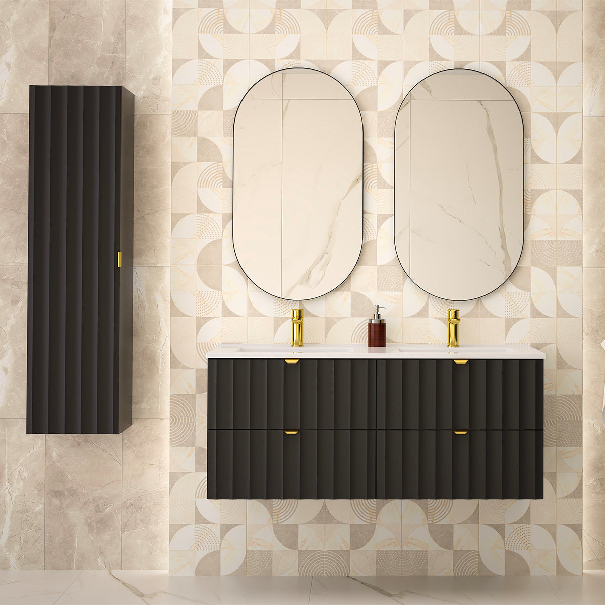 Meuble double vasque encastrée 120cm Lexa Noir - vue 6