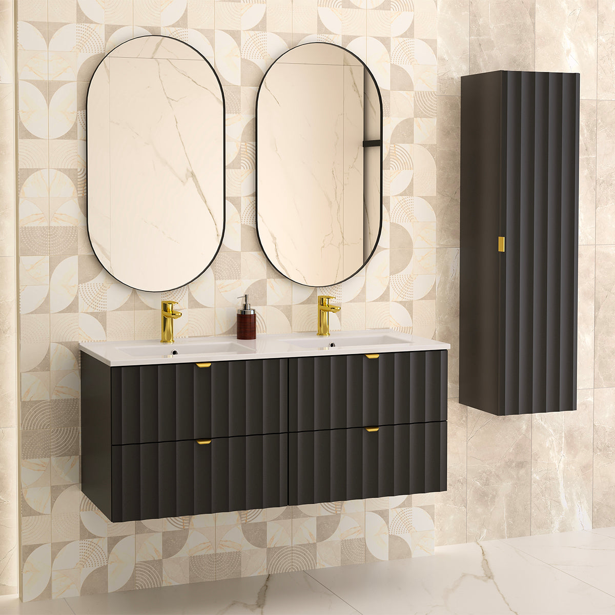 Meuble sous-vasque 120cm Lexa Noir - vue 5