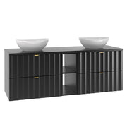 Meuble double vasque 140cm 2 niches Lexa Noir