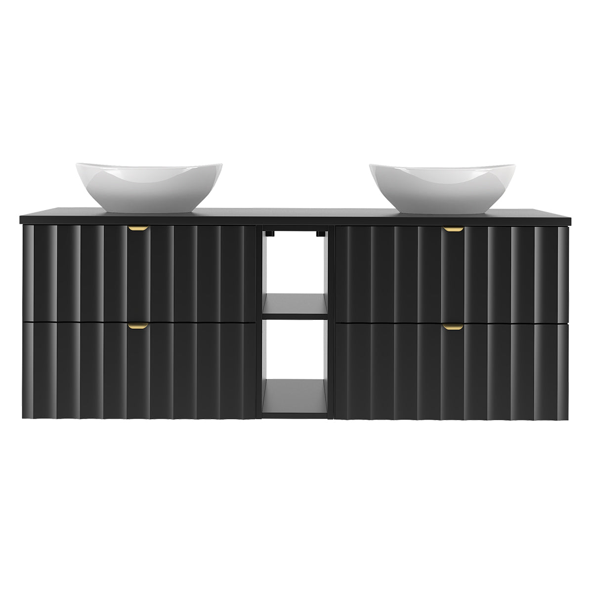 Meuble double vasque 140cm 2 niches Lexa Noir - vue 3